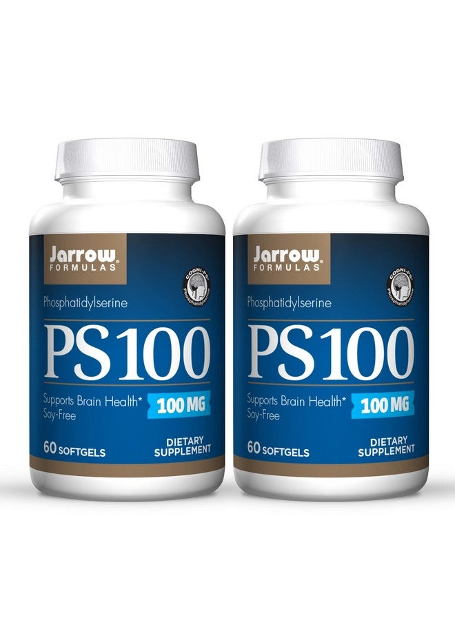 Jarrow Formulas PS 100 - 60 Softgels, Pack of 2 - 100 mg Phosphatidylserine (PS) - Supports Brain Health - Soy Free - Up to 120 Total Servings - Image 1