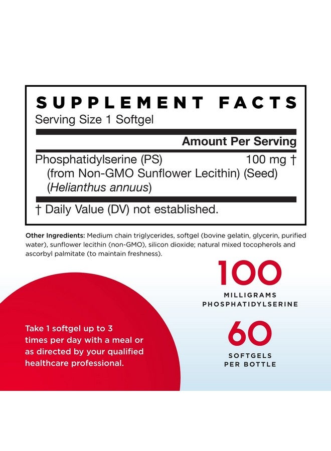 Jarrow Formulas PS 100 - 60 Softgels, Pack of 2 - 100 mg Phosphatidylserine (PS) - Supports Brain Health - Soy Free - Up to 120 Total Servings - Image 2
