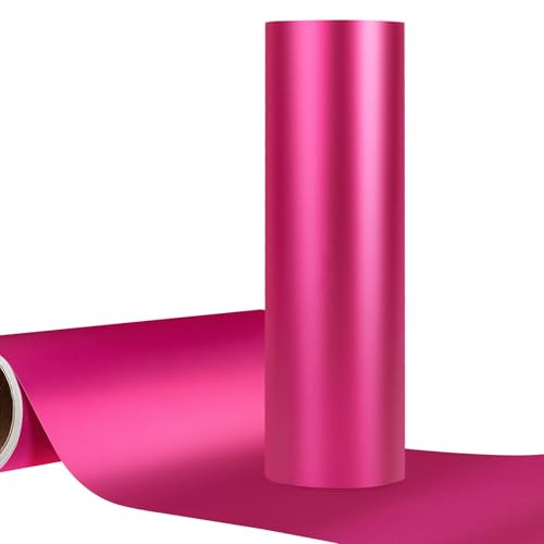 WRAPXPERT Hot Pink Permanent Vinyl Metallic 12 x5ft Pink Matte Adhesive Vinyl Satin Metallic Craft Vinyl Roll for Home Outdoor Decor Craft Cutters DIY Projects for Cricut Silhouette Cameo - Image 1