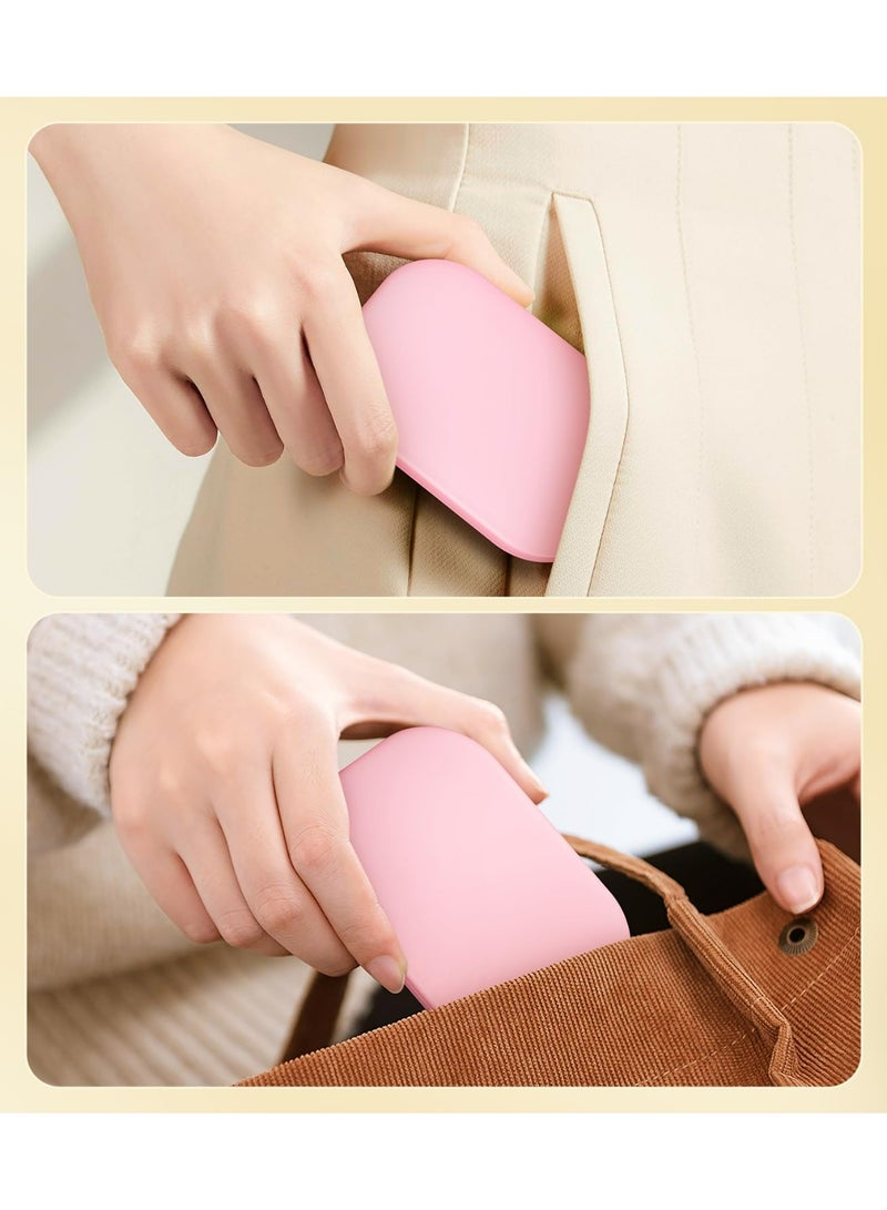 LUMYA Rechargeable LED Compact Makeup Mirror, 10cm Travel Pocket Mirror with 1X 2X Magnification, Double Light Strip, Dimmable, Magnetic Closure, Ideal for Purse or Travel (Light Pink) - Image 4