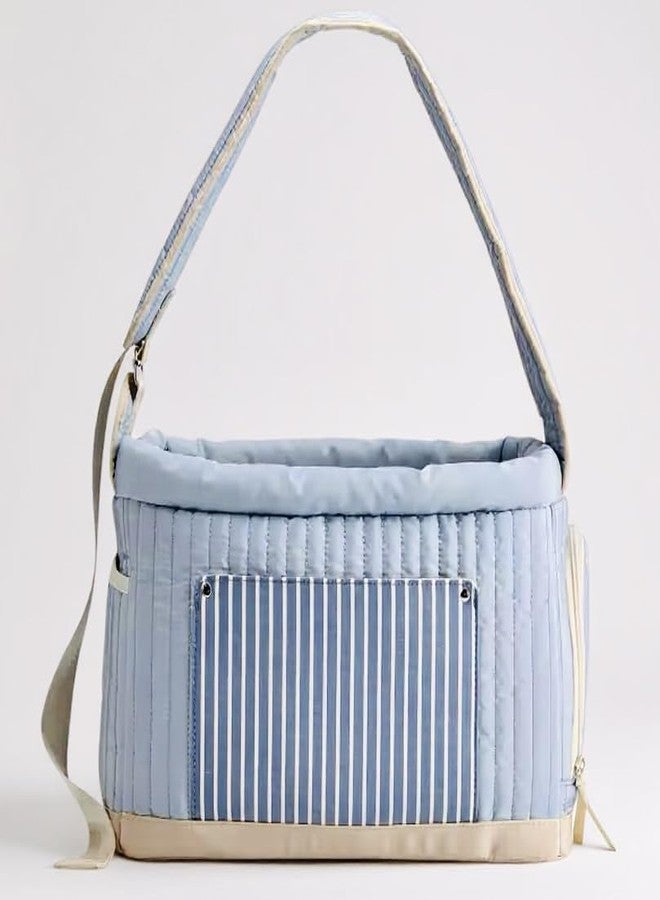 Tristan Home Luxury Quilted Pet Carrier Tote Bag, Waterproof, Adjustable Shoulder Strap, 42cm x 28cm x 20cm (Light Blue) - Image 1