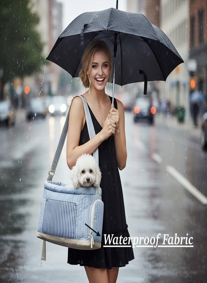 Tristan Home Luxury Quilted Pet Carrier Tote Bag, Waterproof, Adjustable Shoulder Strap, 42cm x 28cm x 20cm (Light Blue) - Image 3
