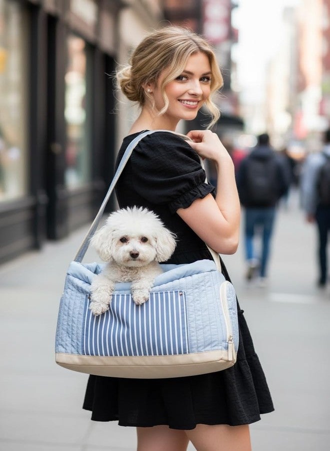 Tristan Home Luxury Quilted Pet Carrier Tote Bag, Waterproof, Adjustable Shoulder Strap, 42cm x 28cm x 20cm (Light Blue) - Image 5