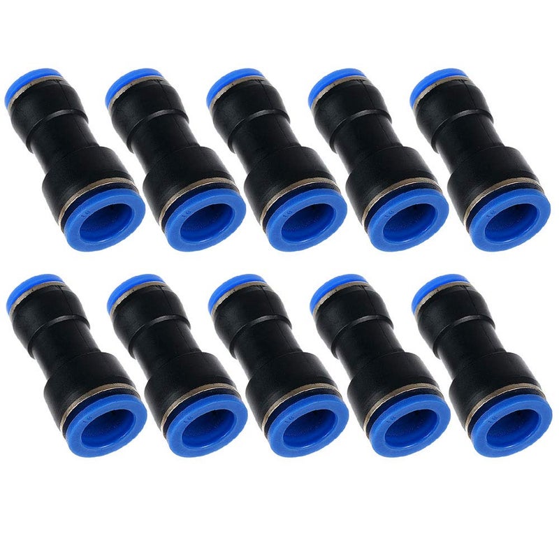 Yoebor Metalwork Plastic Push to Connect Straight Union Pipe Tube Reducer Fitting, 10mm OD x 8mm OD, Reducing Coupler Straight Pneumatic Connector (Pack of 10) - Image 1