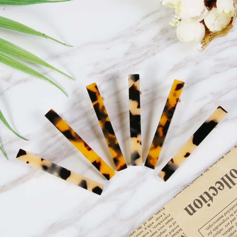 Cobahom 6 Pack Leopard Print Tortoise Shell Metal Hair Pins, Duck Teeth Hair Clips for Styling Women's Hair 2.36 Inch - Image 5
