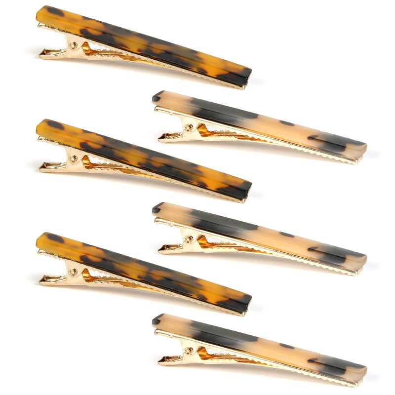 Cobahom 6 Pack Leopard Print Tortoise Shell Metal Hair Pins, Duck Teeth Hair Clips for Styling Women's Hair 2.36 Inch - Image 1