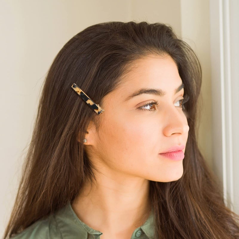 Cobahom 6 Pack Leopard Print Tortoise Shell Metal Hair Pins, Duck Teeth Hair Clips for Styling Women's Hair 2.36 Inch - Image 2