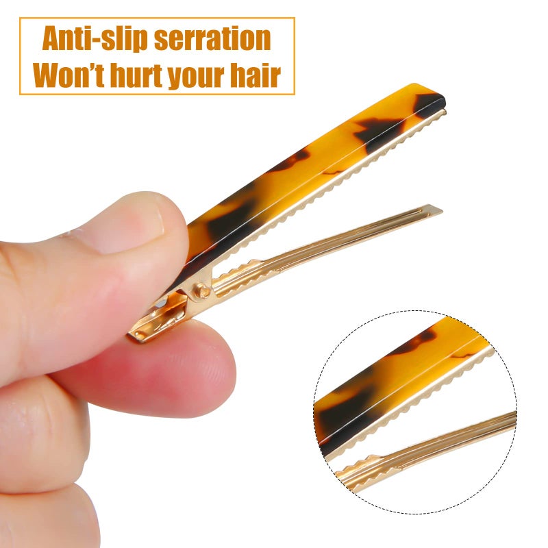 Cobahom 6 Pack Leopard Print Tortoise Shell Metal Hair Pins, Duck Teeth Hair Clips for Styling Women's Hair 2.36 Inch - Image 4