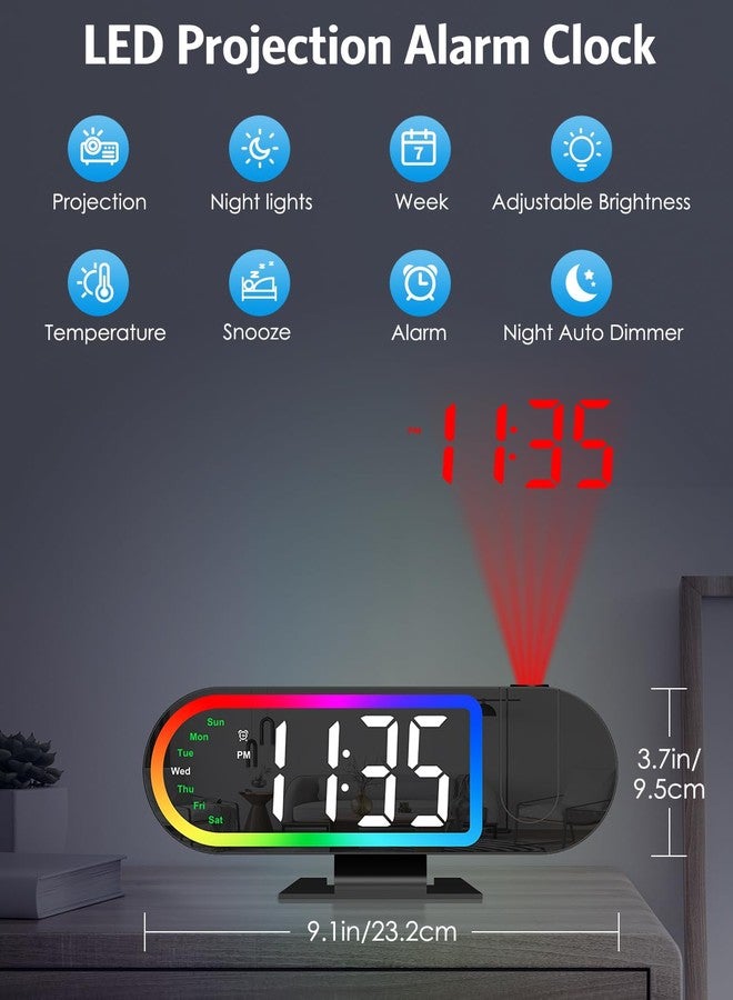 AMIR Projection Alarm Clock for Bedroom Ceiling – 8.5" Large Display, 4-Level Brightness, USB Powered, Snooze & Night Mode, Alarm Clock with Projector for Wall or Ceiling Use - Image 2