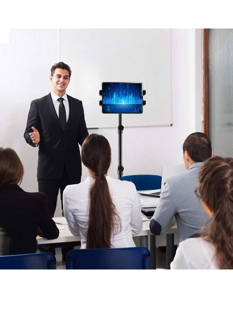 ELTRAZONE Tripod Stand Tablet Holder: Adjustable Height Tripod Stand Foldable Phone Holder Phone Tripod Stand Floor Tablet Cradle Bracket for 4.7-12.9 Inch iPhone 13 Pro Samsung Tab iPad Mini Galaxy - Image 3