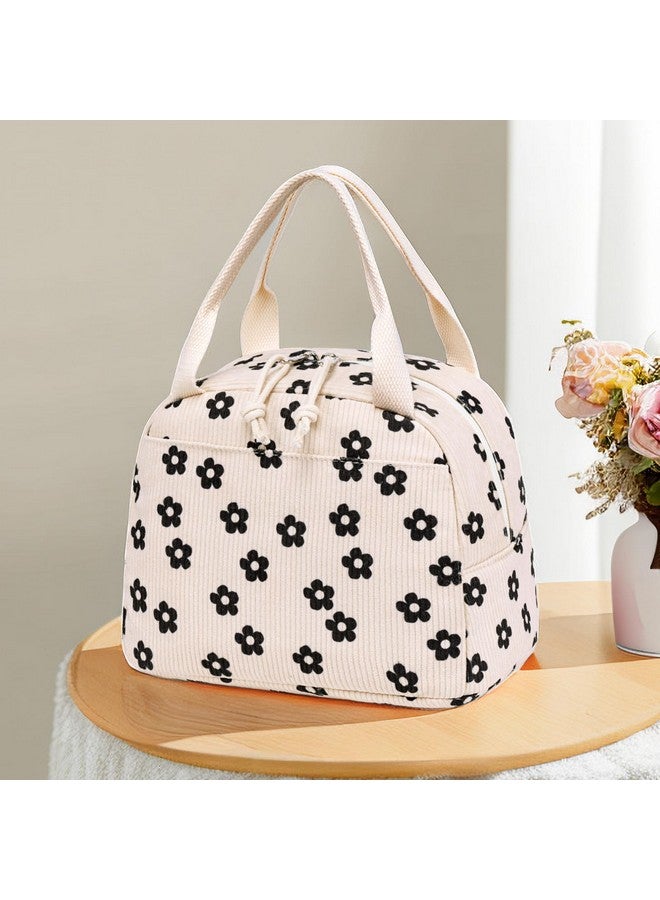 Bluboon Lunch Bag for Women Men Cute Corduroy Lunch Tote Bags Reusable Insulated Lunch Box Large Capacity Reusable Insulated Cooler for Work Picnic or Travel (Corduroy floral) - Image 2