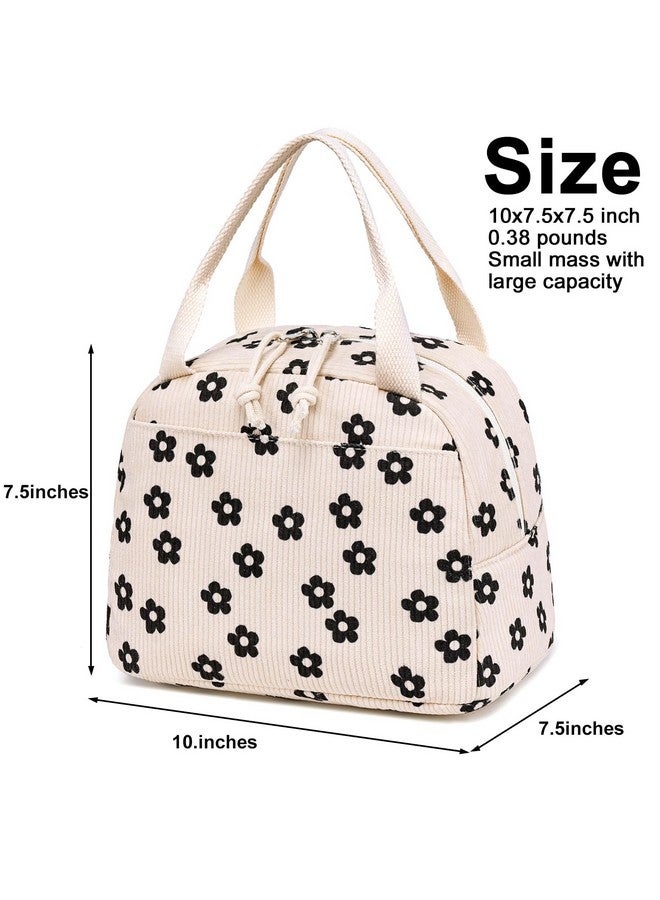 Bluboon Lunch Bag for Women Men Cute Corduroy Lunch Tote Bags Reusable Insulated Lunch Box Large Capacity Reusable Insulated Cooler for Work Picnic or Travel (Corduroy floral) - Image 4
