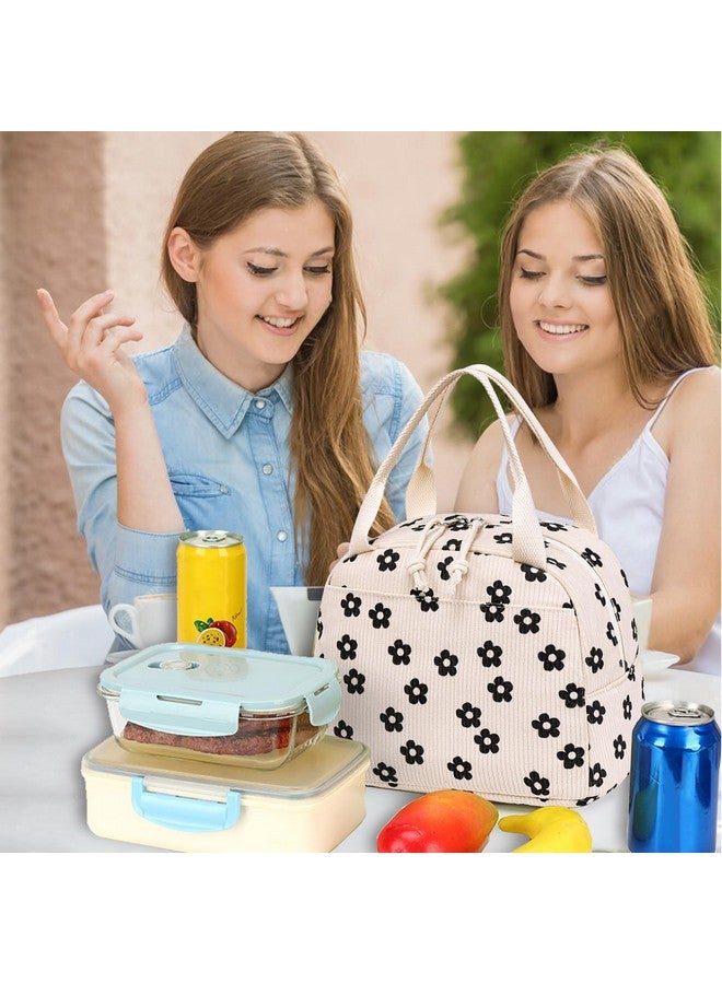 Bluboon Lunch Bag for Women Men Cute Corduroy Lunch Tote Bags Reusable Insulated Lunch Box Large Capacity Reusable Insulated Cooler for Work Picnic or Travel (Corduroy floral) - Image 3