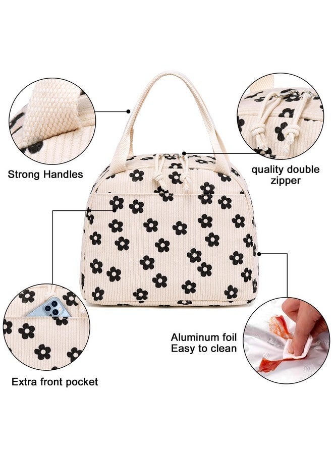 Bluboon Lunch Bag for Women Men Cute Corduroy Lunch Tote Bags Reusable Insulated Lunch Box Large Capacity Reusable Insulated Cooler for Work Picnic or Travel (Corduroy floral) - Image 5