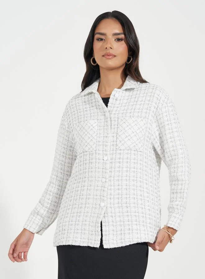 Styli Oversized Longline Tweed Shacket