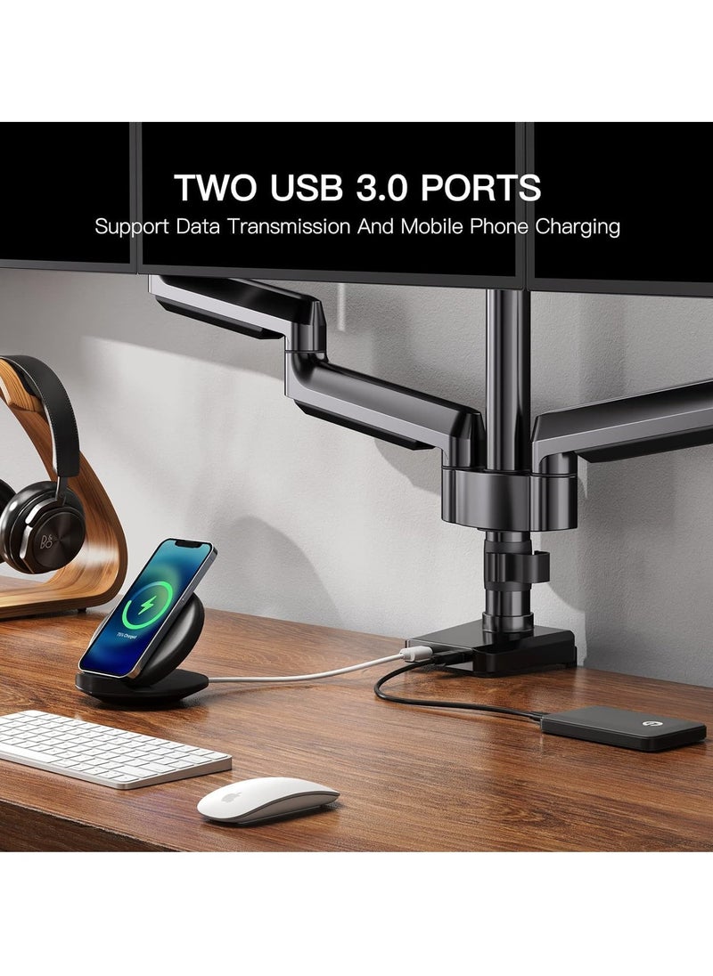 ELTRAZONE 3 Monitor Desk Mount – Gas Spring Triple Arm Monitor Stand with USB, Supports 13-27 Inch Screens, Each Arm Holds Up to 17.6 lbs, VESA 75x75 & 100x100, Heavy Duty, Durable  - Image 5