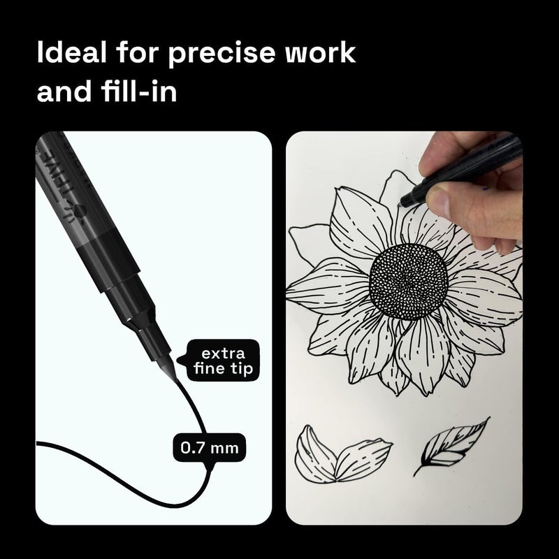 TFIVE Black Marker Paint Pens - 6 Pack Acrylic Black Permanent Marker, 0.7mm Extra Fine Tip Paint Pen for Art projects, Drawing, Rock Painting, Stone, Ceramic, Glass, Wood, Plastic, Metal, Canvas DIY Crafts - Image 3