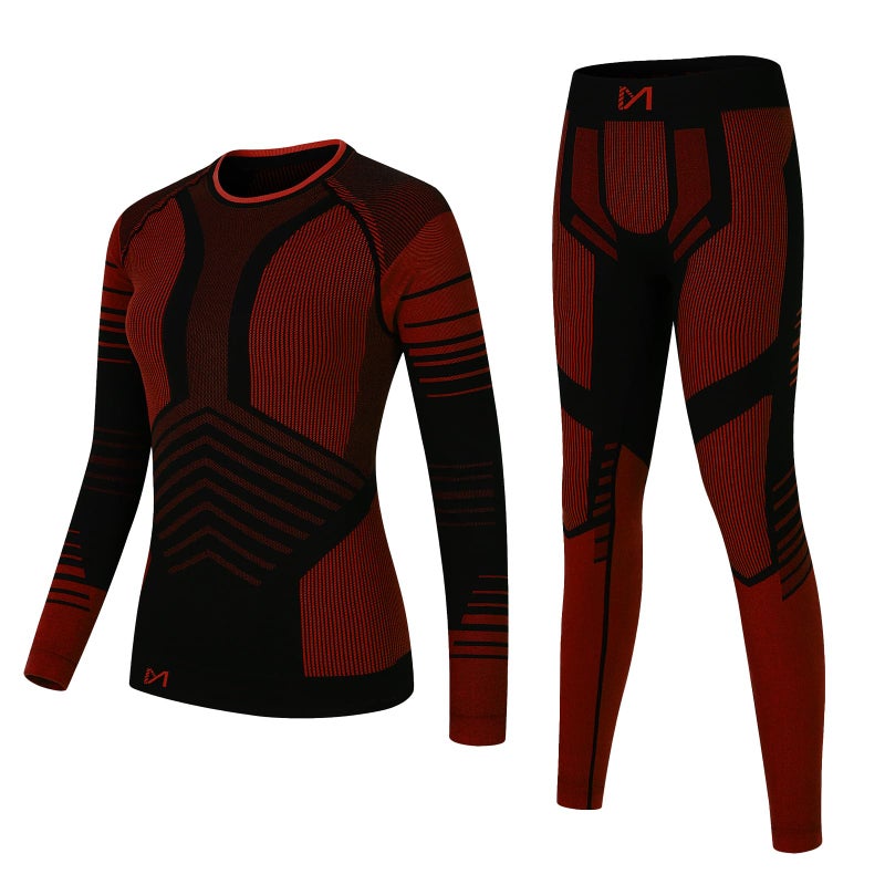 MEETWEE Thermal Underwear for Women, Long Johns Ski Cold Weather Gear Set Base Layer Warm Winter Top and Bottom Running Red - Image 1
