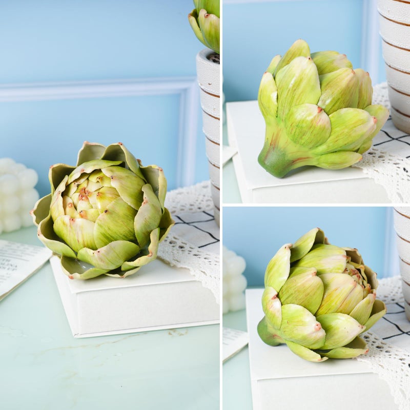 Notakia 3Pcs Green Large Faux Artichokes for Decoration Bowl Fillers Fake Fruit Artificial Artichokes That Look Real Realistic Fake Vegetable Decor for Home Kitchen Table Party Centerpiece - Image 5