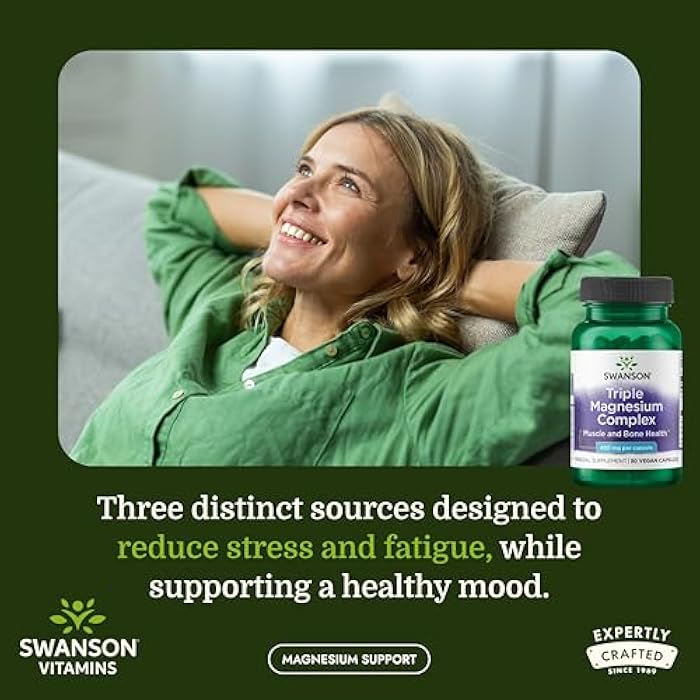 Swanson Triple Magnesium Complex - Mineral Supplement - Natural Support - Featuring Citrate, Oxide & Aspartate - (30 Capsules, 400mg Each,) (2 Pack) - Image 2