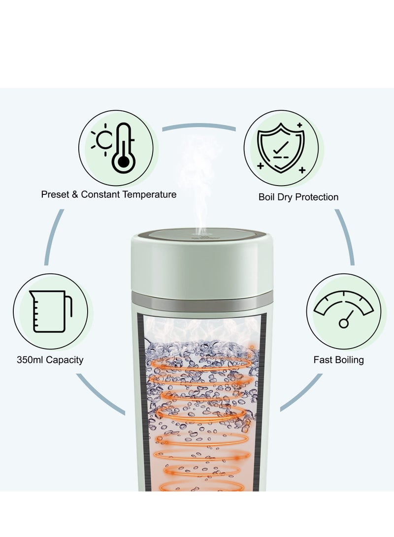 SYOSI Travel Kettle 4 Preset Temperature Control Fast Water Boil Portable Electric Kettle Stainless Material Automatic Shut off Tea Pot Suitable for Milk Coffee Water and Making Tea 350ml Green - Image 3