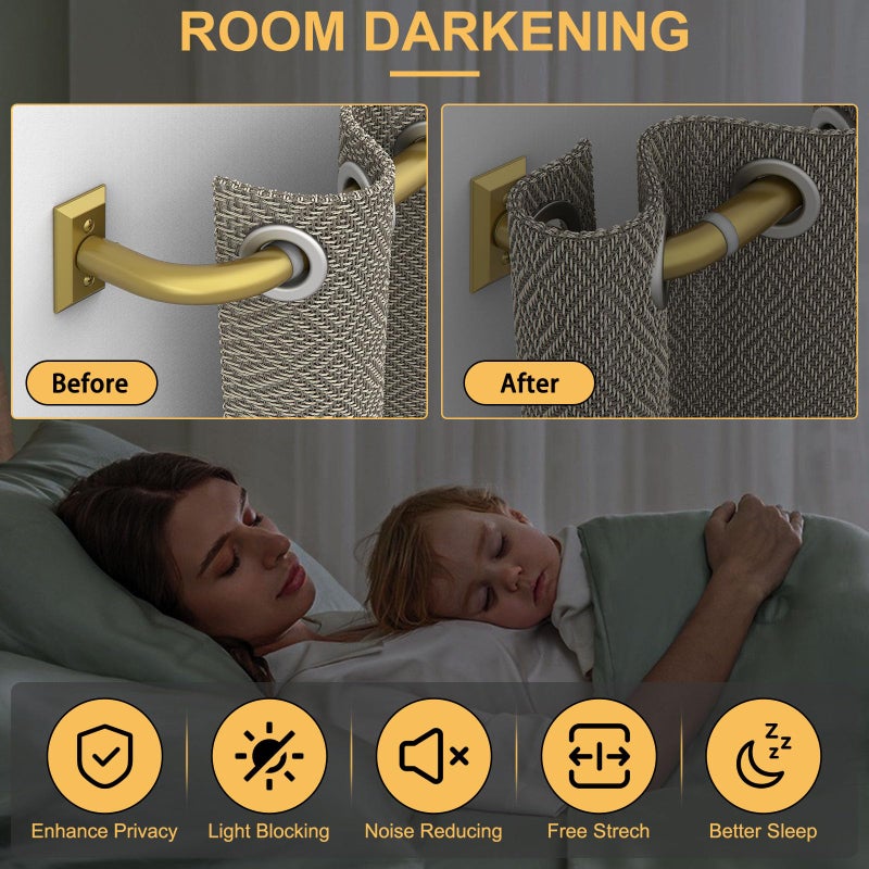 hei! dear Gold Curtain Rods, Heavy Duty Wrap Around Curtain Rod for Windows 28 to 48 Inch, Adjustable Decorative Blackout Drapery Pole, Modern Room Darkening Rod for Blackout Curtains, Brass - Image 5