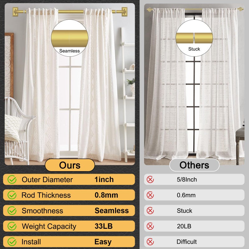 hei! dear Gold Curtain Rods, Heavy Duty Wrap Around Curtain Rod for Windows 28 to 48 Inch, Adjustable Decorative Blackout Drapery Pole, Modern Room Darkening Rod for Blackout Curtains, Brass - Image 4
