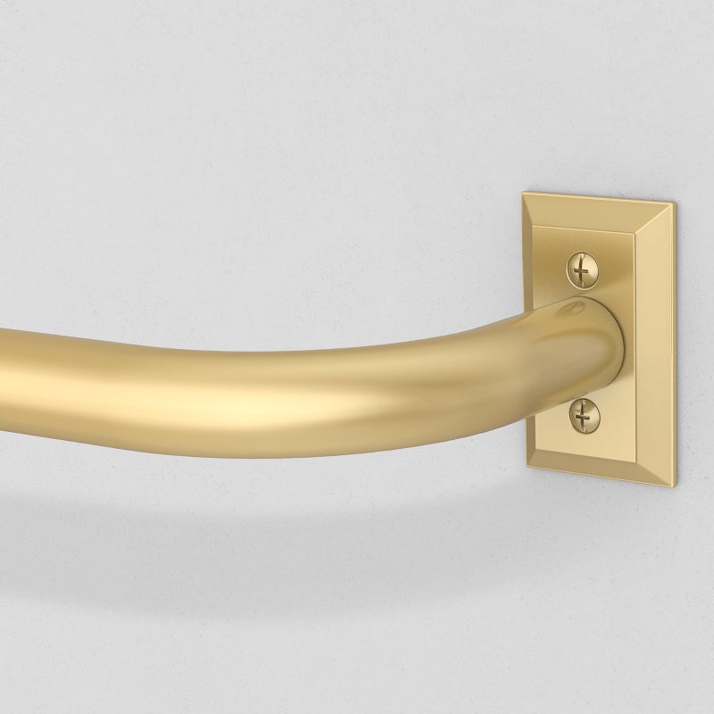hei! dear Gold Curtain Rods, Heavy Duty Wrap Around Curtain Rod for Windows 28 to 48 Inch, Adjustable Decorative Blackout Drapery Pole, Modern Room Darkening Rod for Blackout Curtains, Brass - Image 1
