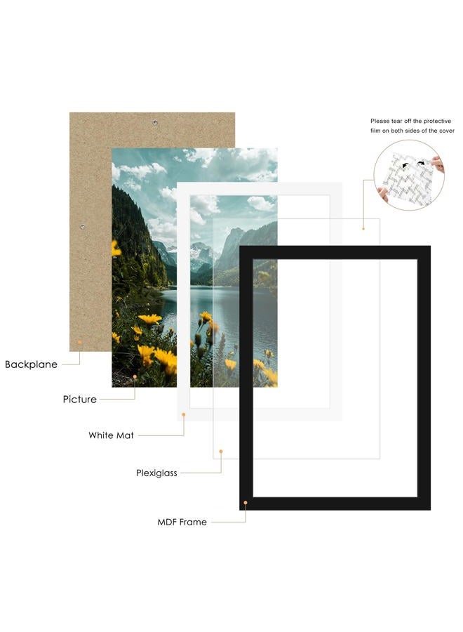 Picrit 19x27 Picture Frame 3 Pack, Black Poster Frame, Display Poster 16 x 24 with Mat or 19 x 27 Without Mat for Horizontal or Vertical Wall Mounting. - Image 5