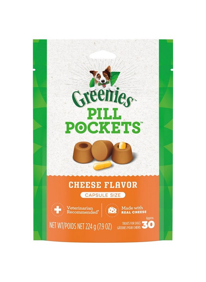 Greenies Greenies Pill Pockets Large Size Soft Dog Treats for Capsules, Cheese Flavor, Made With Natural Ingredients Plus Minerals & Trace Nutrients, 7.9 oz. (30 Count, Pack of 1)  - Image 1