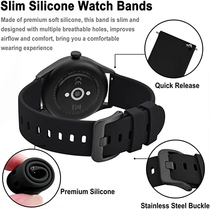 Printme 22 MM Smartwatch Band, Belt, Straps, Compatible for Samsung Watch, Noise Colorfit, Boat, FIreboltt, Amazefit GT, [Universal Compatibility] (Black) - Image 3