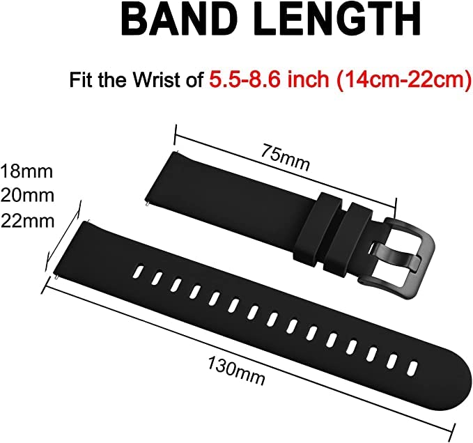 Printme 22 MM Smartwatch Band, Belt, Straps, Compatible for Samsung Watch, Noise Colorfit, Boat, FIreboltt, Amazefit GT, [Universal Compatibility] (Black) - Image 4
