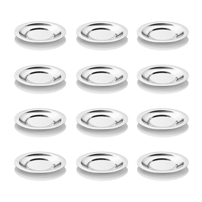 Embassy Stainless Steel Glass Cover/Lids Set | Size - 7 | Pack of 12 | Small Lid Covers | Coffee/Tea Mug Lids | Steel Coasters - Image 3