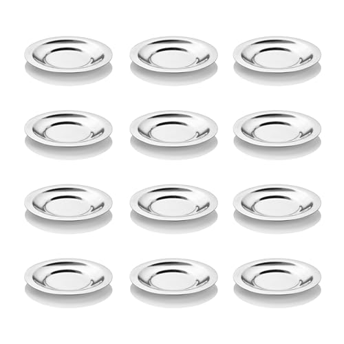Embassy Stainless Steel Glass Cover/Lids Set | Size - 7 | Pack of 12 | Small Lid Covers | Coffee/Tea Mug Lids | Steel Coasters - Image 1