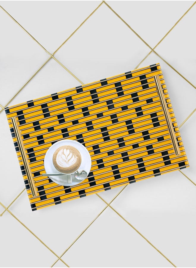 LOWHA Decorative Acrylic Serving Tray with Gold Color Metal Handles Colored Rectangle 20x30cm  - Image 5