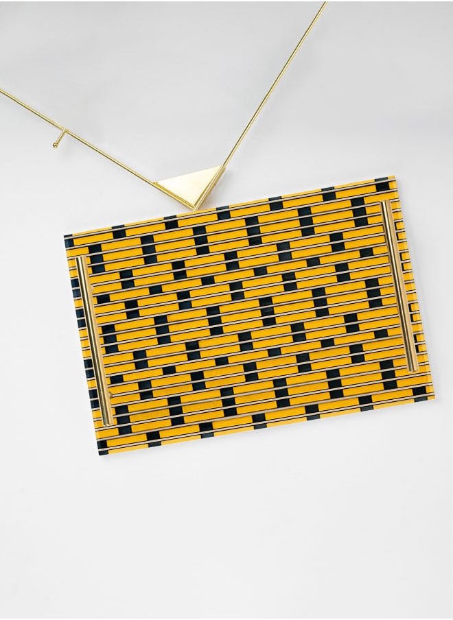 LOWHA Decorative Acrylic Serving Tray with Gold Color Metal Handles Colored Rectangle 20x30cm  - Image 3