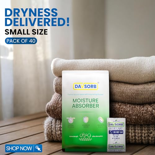 CILICAnT DAVSORB Dehumidifier Room Moisture Absorber, Pack of 40-5gm Small Size Sachets (40x5=200gm) for Home, Washrooms, Wardrobes, Storage Areas & Shoe Racks; Fights Excess Moisture & Prevents Moulds - Image 4