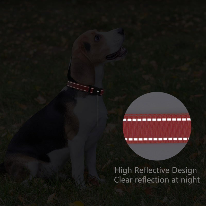 PenSeepet Reflective Dog Collar Padded with Soft Neoprene Breathable Quick Release Basic Dog Collars for Medium Large Dogs Red Boy Girl - Image 5