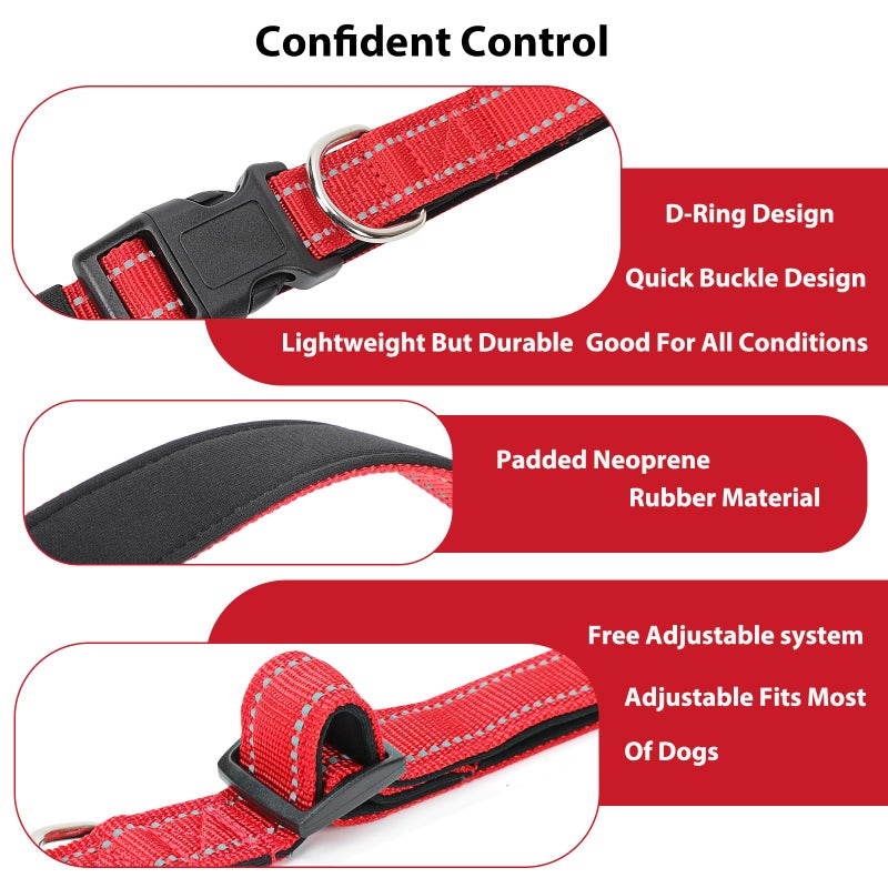 PenSeepet Reflective Dog Collar Padded with Soft Neoprene Breathable Quick Release Basic Dog Collars for Medium Large Dogs Red Boy Girl - Image 4