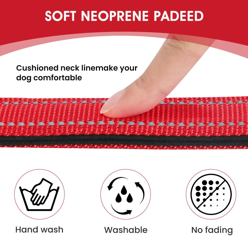 PenSeepet Reflective Dog Collar Padded with Soft Neoprene Breathable Quick Release Basic Dog Collars for Medium Large Dogs Red Boy Girl - Image 3