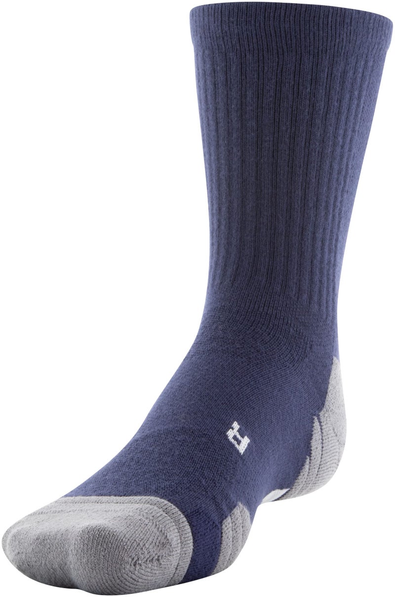Under Armour Adult Team Crew Socks, 1-Pair, Midnight Navy/Graphite/White, Medium - Image 1