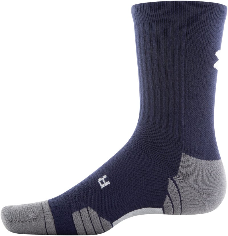 Under Armour Adult Team Crew Socks, 1-Pair, Midnight Navy/Graphite/White, Medium - Image 2