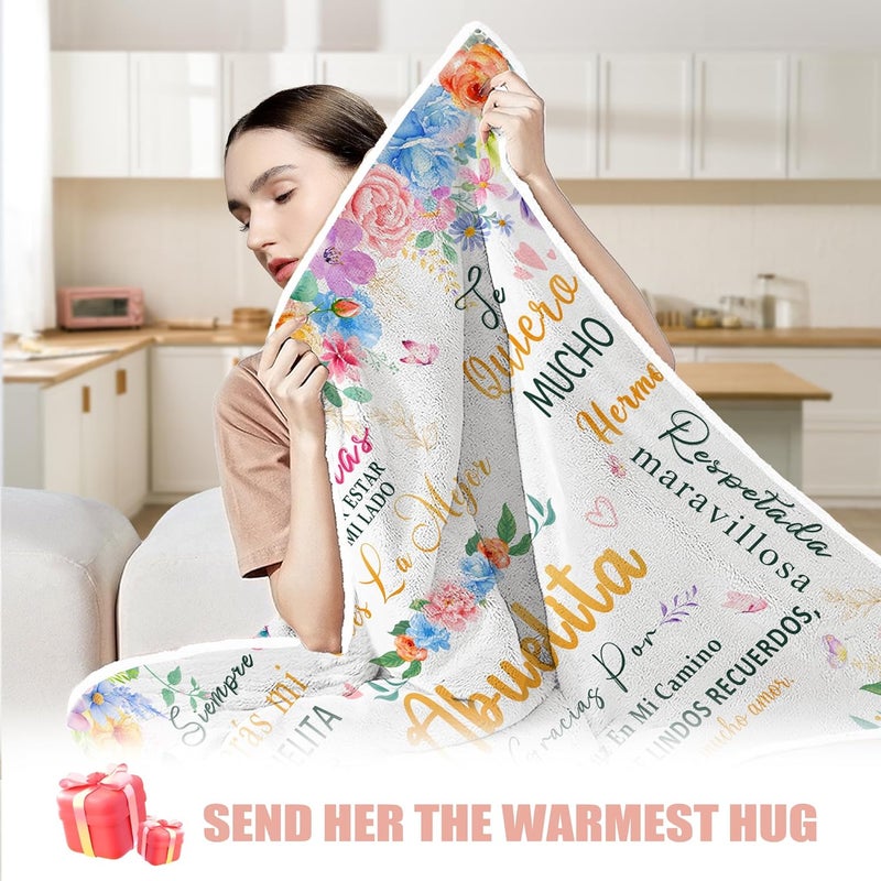 Taesun Abuela Gifts, Abuela Christmas Wearable Blanket Gift from Grandkids, Regalo para Abuelita, Gifts for Abuelita Manta, Abuelita Gift in Spainsh Hooded Blanket 47x72 in - Image 5