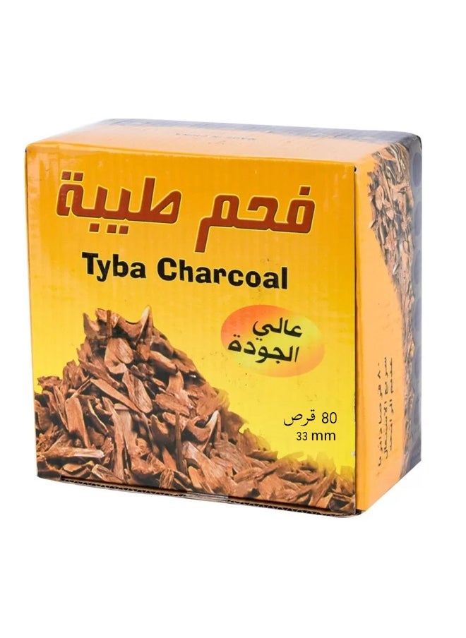 Tybah Tyba Charcoal, Fast Flammable For Oud And Maamoul 80 Tablets Odorless  - Image 1