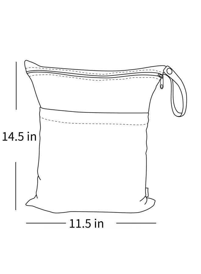 ALVABABY 2pcs Cloth Diaper Wet Dry Bags Waterproof Reusable with Two Zippered Pockets Travel Beach Pool Daycare Soiled Baby Items Yoga Gym Bag for Swimsuits or Wet Clothes L0821 - Image 4