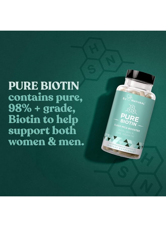 Eu Natural Eu Natural BIOTIN 5000 mcg – Healthier Hair Growth, Stronger Nails, Glowing Skin – 120 Vegetarian Soft Capsules  - Image 2