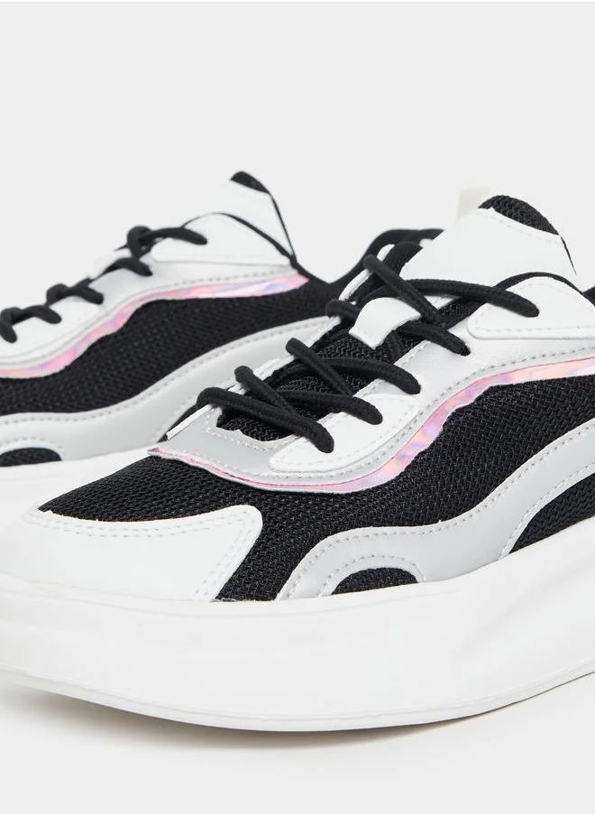 Styli Color Block Lace Up Sneakers
