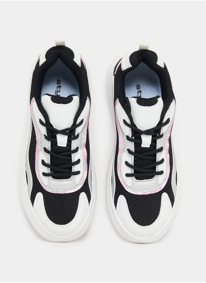 Styli Color Block Lace Up Sneakers