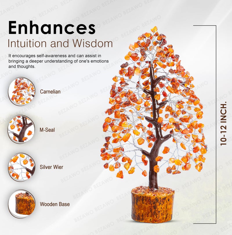 Crocon Carnelian Chakra Tree of Life - Crystal for Positive Energy, Handmade Gemstone Feng Shui Decor, Good Luck Money Tree Bonsai - Orange Healing Crystals for Sacral Chakra, Prosperity Gift - Image 2