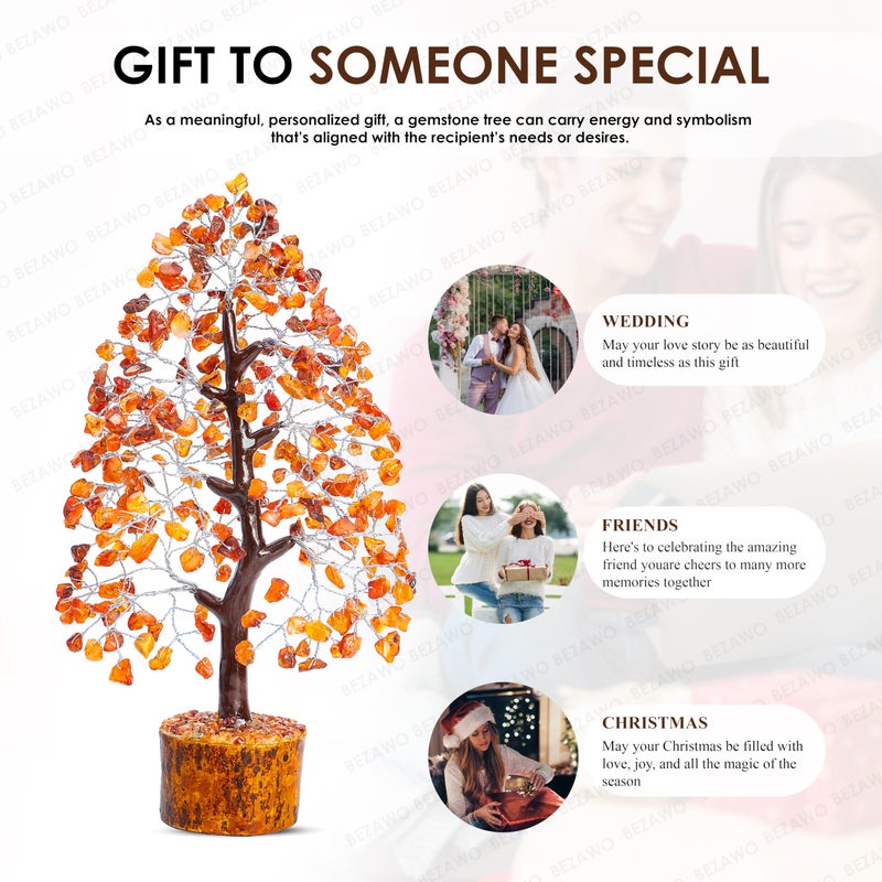 Crocon Carnelian Chakra Tree of Life - Crystal for Positive Energy, Handmade Gemstone Feng Shui Decor, Good Luck Money Tree Bonsai - Orange Healing Crystals for Sacral Chakra, Prosperity Gift - Image 3